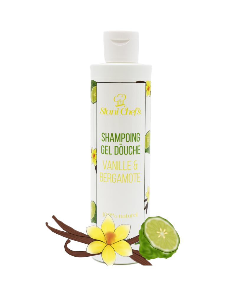 2 en 1 Gel douche corps et shampoing vanille et bergamote - 250ml 100% naturel