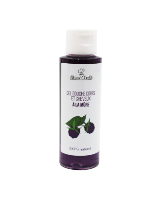 2 en 1Gel douche corps et shampoing à la mûre - 100ml 100% naturel - Format voyage