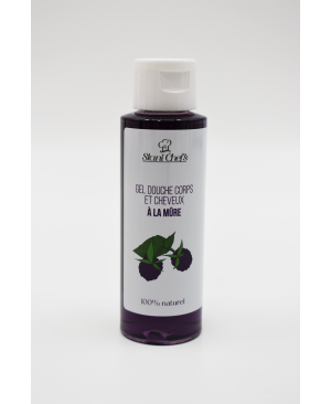 2 en 1Gel douche corps et shampoing à la mûre - 100ml 100% naturel - Format voyage