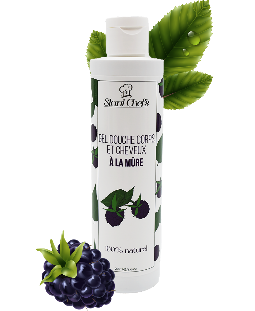 2 en 1 Gel douche corps et shampoing à la mûre - 250ml 100% naturel
