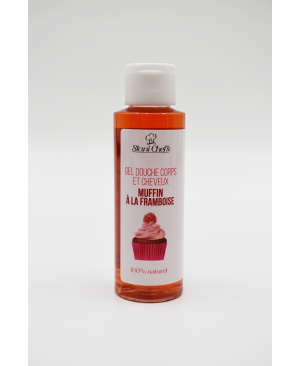 2 en 1 Gel douche corps et shampoing - Muffin à la framboise - 100ml 100% naturel - Format voyage